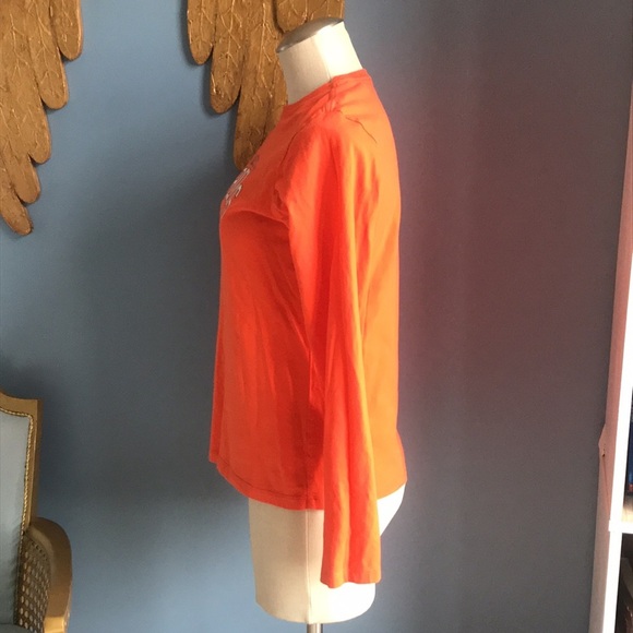 Denver Broncos orange long sleeves pull over t-shirt size S NFL glittery logo - Picture 4 of 12